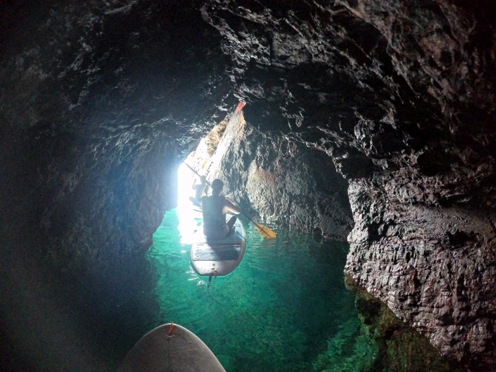 Light at the mouth of a sea cave